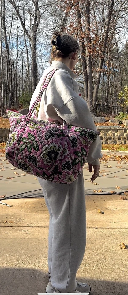 Bolso de Mano Vera Bradley Priscilla Rosa Floral con Bolsillos Laterales y 2 Correas Foto 4 de 4