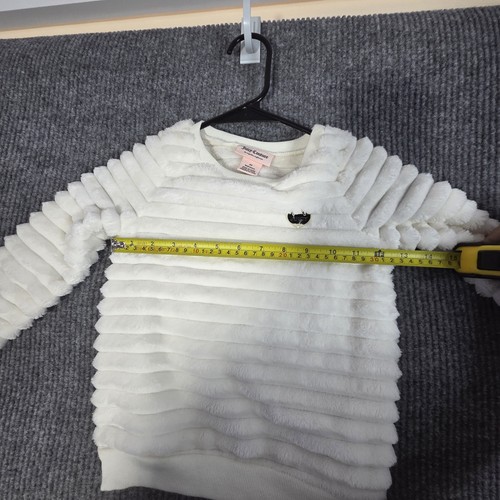 Juicy Couture Sweater Girls 3T White Faux Fur Heart Logo Pullover Soft Cozy Warm - Picture 4 of 10