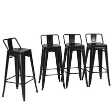 Topbuy Set of 4 Metal Bar Stools 30" Industrial Height Chair Low Back Black