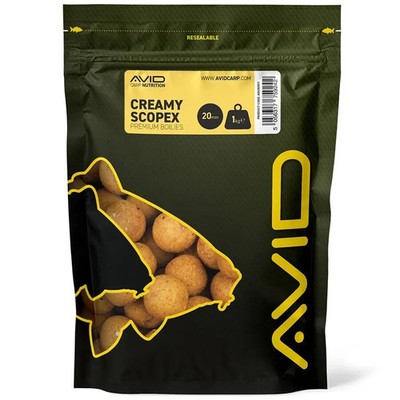 Avid Creamy Scopex Shelf Life Boilies 20mm 1 kg  Lockfutter  AO650001-