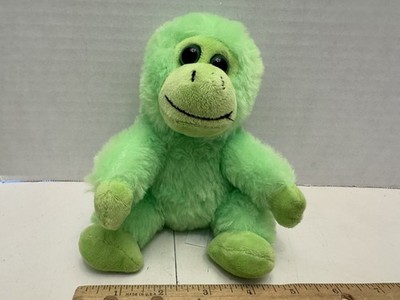 The Petting Zoo 6  Bright Green Plush  Sitting Monkey