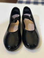 Capezio Tap Shoes Tele Tone Black Patent Slip-On Mary Jane Girls Size 1M