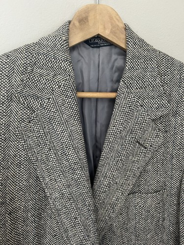Men's Ralph Lauren Polo Gray Black White Herringbone Jacket Size 42S