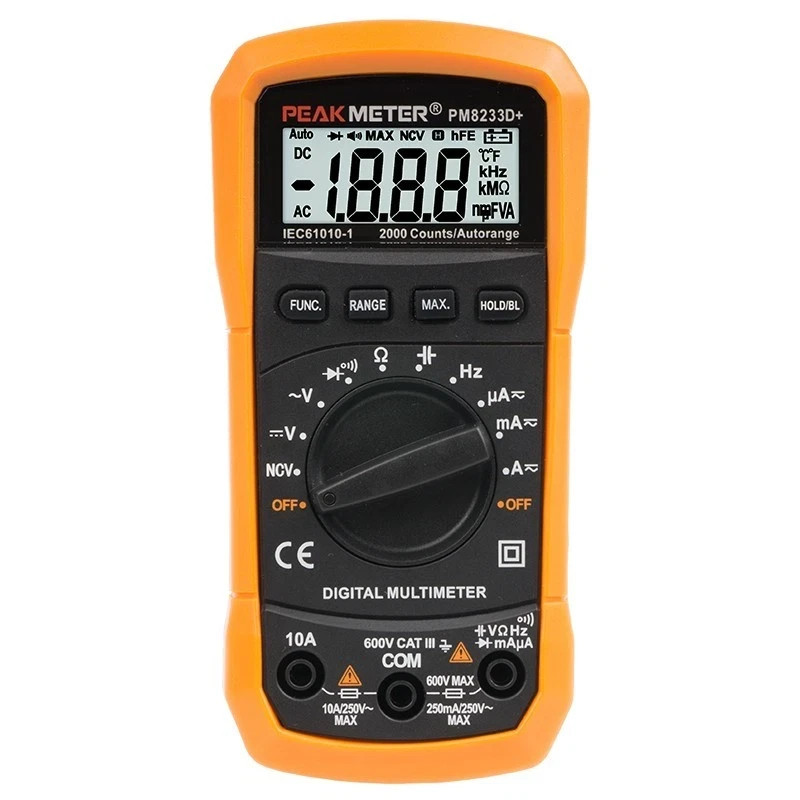 PEAKMETER Digital Multimeter PM8233D+ AC DC Amp meter Tester 600V (M14)