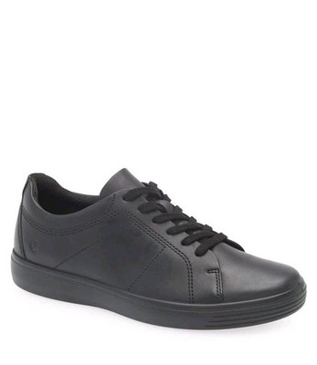 Ecco Men's Classic Sneaker Lace Up Black Leather Shoes EU 46 Size 12 - 12.5 US