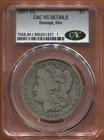 1891-CC Morgan Silver Dollar, CACG VG Details (Rim Damage)