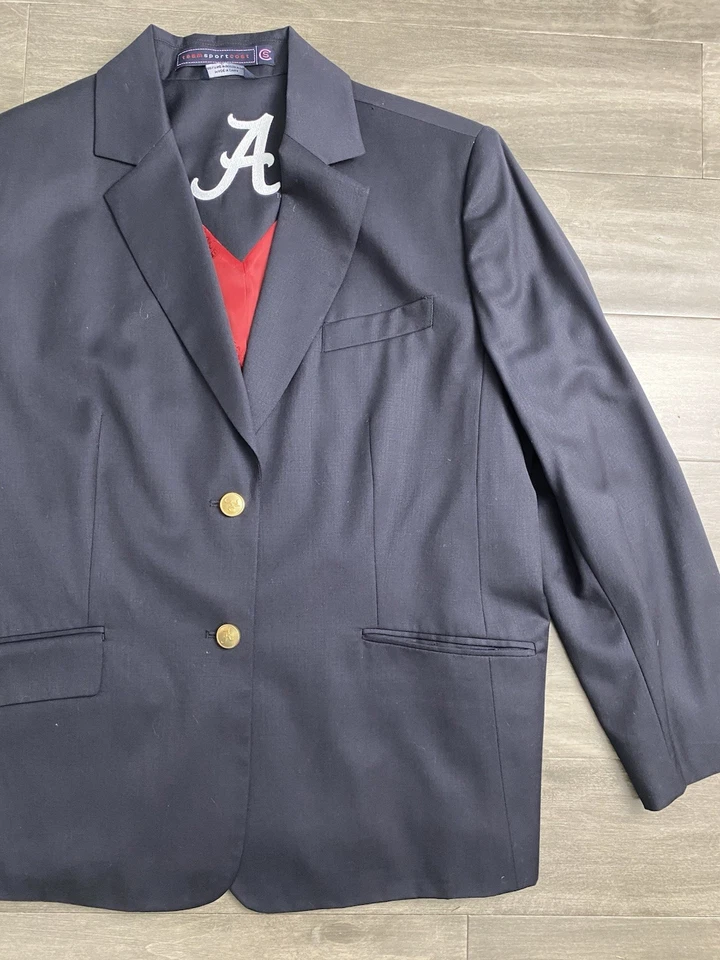 Jaqueta Blazer ALABAMA Crimson Tide Team Sport Lã Fina Feminina Tamanho 14 Azul Marinho - Imagem 3 de 4