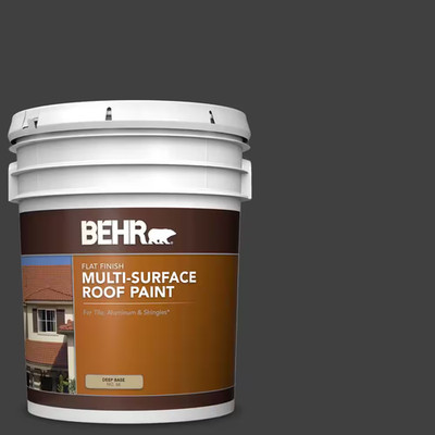 5 Gal. #1350 Ultra Pure Black Flat Multi-Surface Exterior Roof Paint