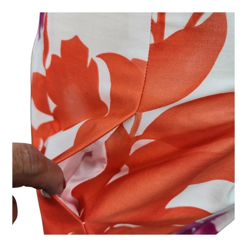 NWT Jones Wear Dress Floral 16 Cotton Sleeveless Fit Flair Pink Orange Pockets - Picture 11 of 19