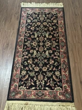 Karastan Kara Shah Rug Black Kesh Pattern Wool Rug 2’ 2” X 4’3”