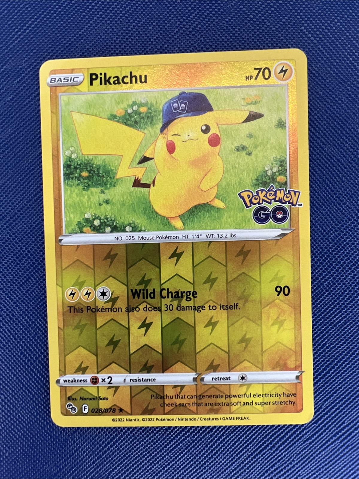 Pokemon GO Pikachu 28 Reverse Holographic Holo Rare 028/078 NM