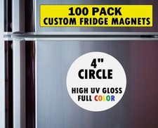 100 Custom Heavy Duty 4" Round Fridge Magnets GLOSSY FULL COLOR PRINTING Circle