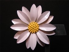 Vintage White  Yellow Enamel Metal Daisy Flower Pin Brooch