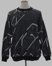 Vintage 1980s Italian Abstract Geometric Wool Blend Sweater Men  s L Retro Knit