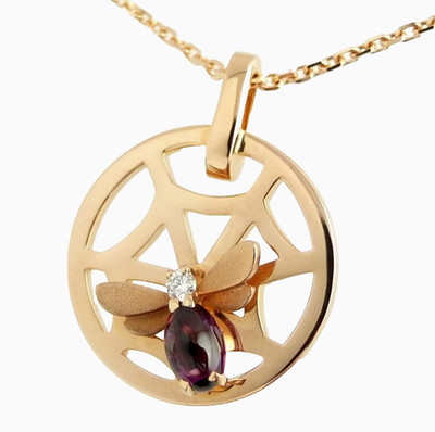 Chaumet Attrape Moi Spinnennetz Biene 18k Roségold Anhänger Halskette mit Pap...