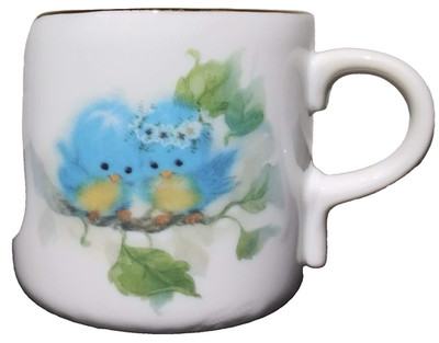Designers Collection Fine Porcelain Bluebird Taper Candle Holder Gold Trim Japan