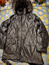 Stunning Silver Ladies M&S Coat Size 12 Great Condition Barely Worn Fur