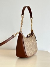 Coach CV933 Brown Teri Shoulder Bag In Signature Canvas Outlet Free Shipping