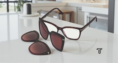 TOM FORD FT5641 B 054 Red Havana Plastic blue filter 53 mm Women's Eyeglasses
