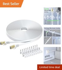 Cat 8 Ethernet Cable 15m with Clips - High-Speed 40Gbps Flat RJ45 Network