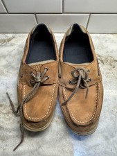 SPERRY TOP-SIDER Lanyard Boys Lace Up Tan Leather Boat Shoes Size 6.5M