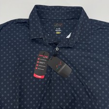 NEW Greg Norman Mens XL Navy Performance Golf Polo Shirt UPF Moisture Wicking