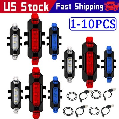 5 LED USB Rechargeable Bike Tail Light Bicycle Safety Cycling Warning Rear Lamp