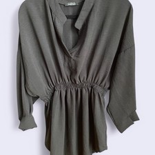 Boohoo Women's 3/4 Sleeve Shirt Dress Elastic Waist Size 12 Black