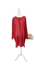 Vtg Sz 3x Beach Swim Pool Cover Up Dress Mesh Knit Zip Up Beach Red Made In USA