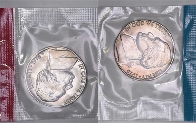 1976 P&D Jefferson Nickels in Original Mint Cellos Uncirculated see example