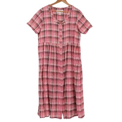 knee length dresses for ladies Dylin Plaid Wrap Tie Midi Shirt Dress in Olive main image 1