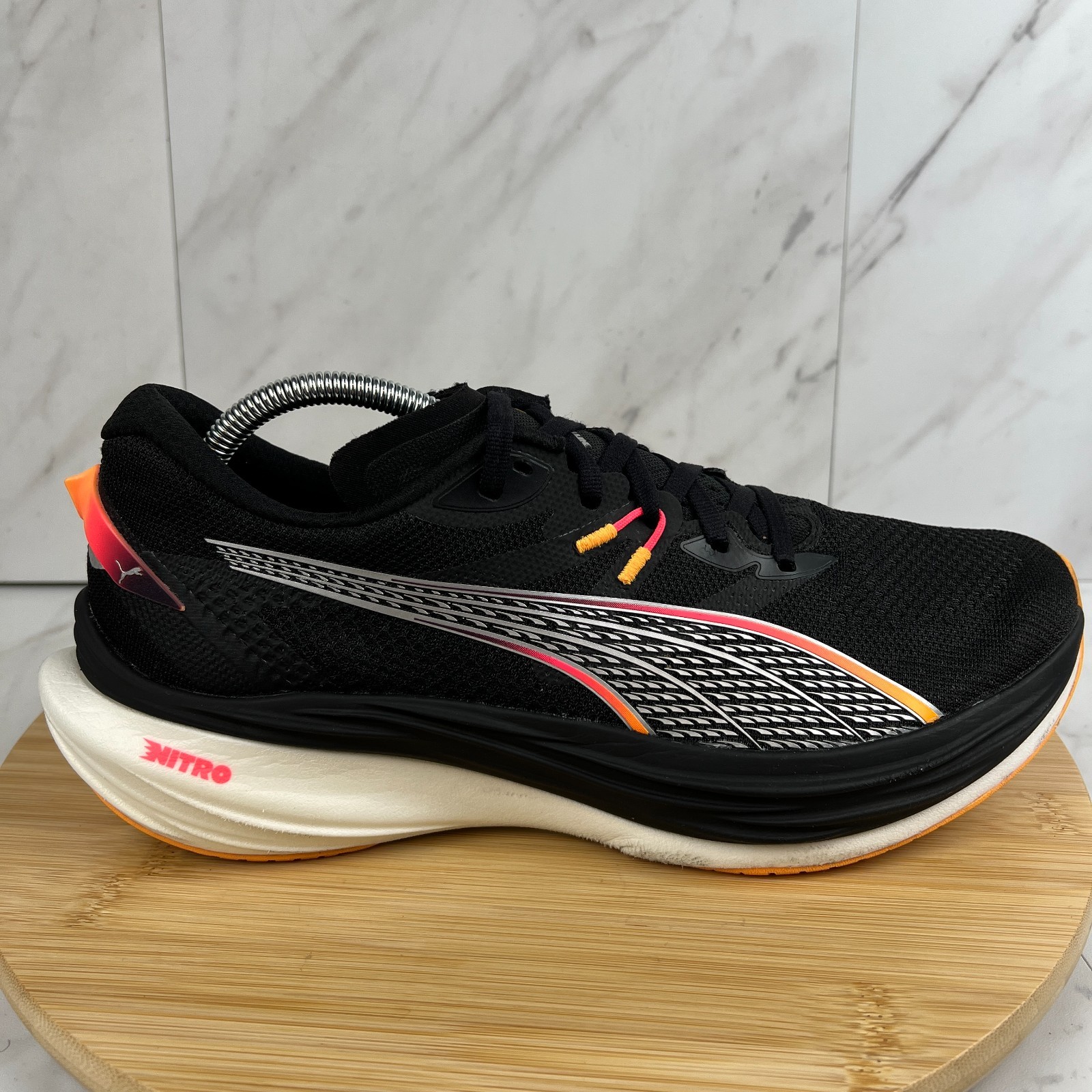 Puma Deviate Nitro 3 Men's Size 10.5 Black Sun Stream Running Shoes 309707-02