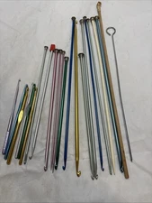 Collection Of Knitting Needles And Crochet Hooks 22 Total Pieces Size H,I,F More