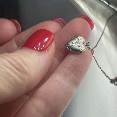Vtg 1/20 White Gold Filled 12k Child's 14” Chain Necklace & Heart Locket 60+yrs - Picture 16 of 16