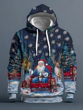 3D Christmas Hoodie Santa Claus Unisex Pullover Winter Holiday Sweatshirt