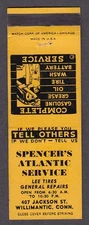 Spencer's Atlantic Service 407 Jackson St Willimantic CT matchcover