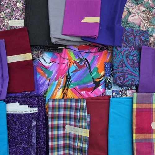 Fabric Lot Purple Jewel Tones Quilting Sewing Yardage Prints Solids 10.27 Lbs image 10