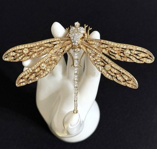 RARE MASSIVE PAVE RHINESTONE KENNETH LANE DRAGONFLY BROOCH PIN