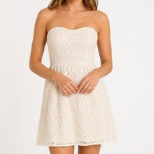 Free People I Heart Lace Strapless Mini Dress Ivory Size 4