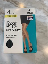 New Women's L'eggs Leggs 4 Pairs Everyday Regular Pantyhose Tights Jet Black Q