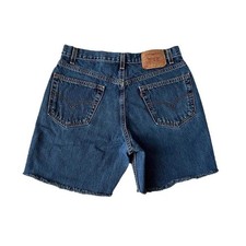 Vintage 90s Levis 550 Medium Wash High Waist Denim Cutoffs Shorts Raw Hem M 31 W