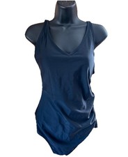 Speedo One Piece Swimsuit 12 Black V-Neck Cross Back Padded Athletic Ruched