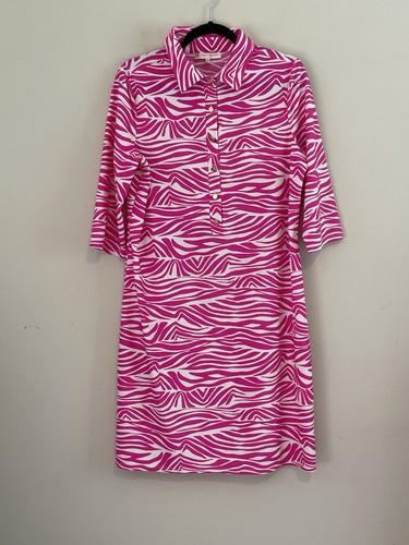 Jude Connally Susanna Shirt Dress 3/4 Sleeves Collared Sz XL Jude Cloth Pink - Picture 3 of 13
