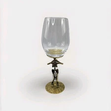 Skeleton Wine Glass Clear Glass Goblet Gothic Halloween Gold Metal