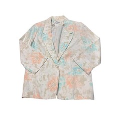 Alfred Dunner Womens 10 Pastel Floral Print Open Front Blazer Suit Jacket USA