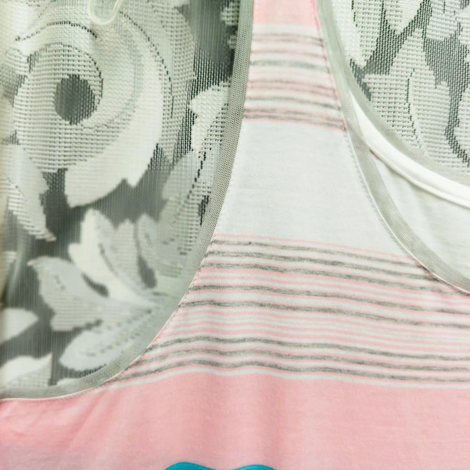 1 X JACLYN SMITH ЭЛАСТИЧНОЙ ТРИКОТАЖНЫЕ ПОЛОСКИ СЕТКИ ОТДЕЛКИ ПИЖАМЫ PJ СНА МАЙКА ФУТБОЛКА - Изображение 4 из 4