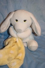 Little Beginnings Infant Plush White Puppy Dog W/Yellow Lovie Security Blanket