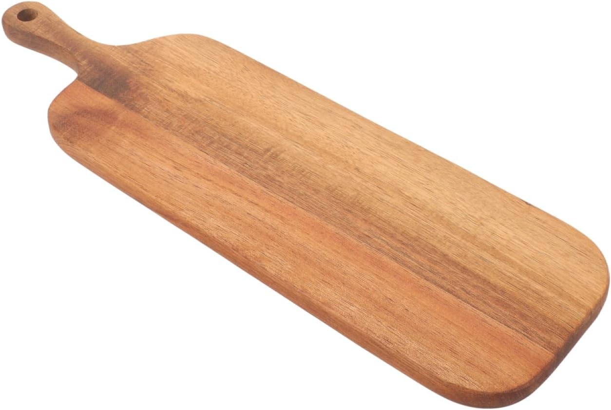 Cabilock Acacia Wood Cutting Board with Handle, Long Wooden Charcuterie Board f