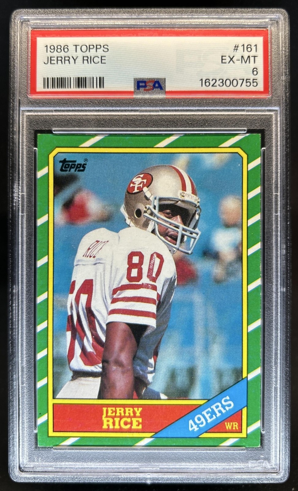 1986 Topps Jerry Rice Rookie RC #161 49ers PSA 6