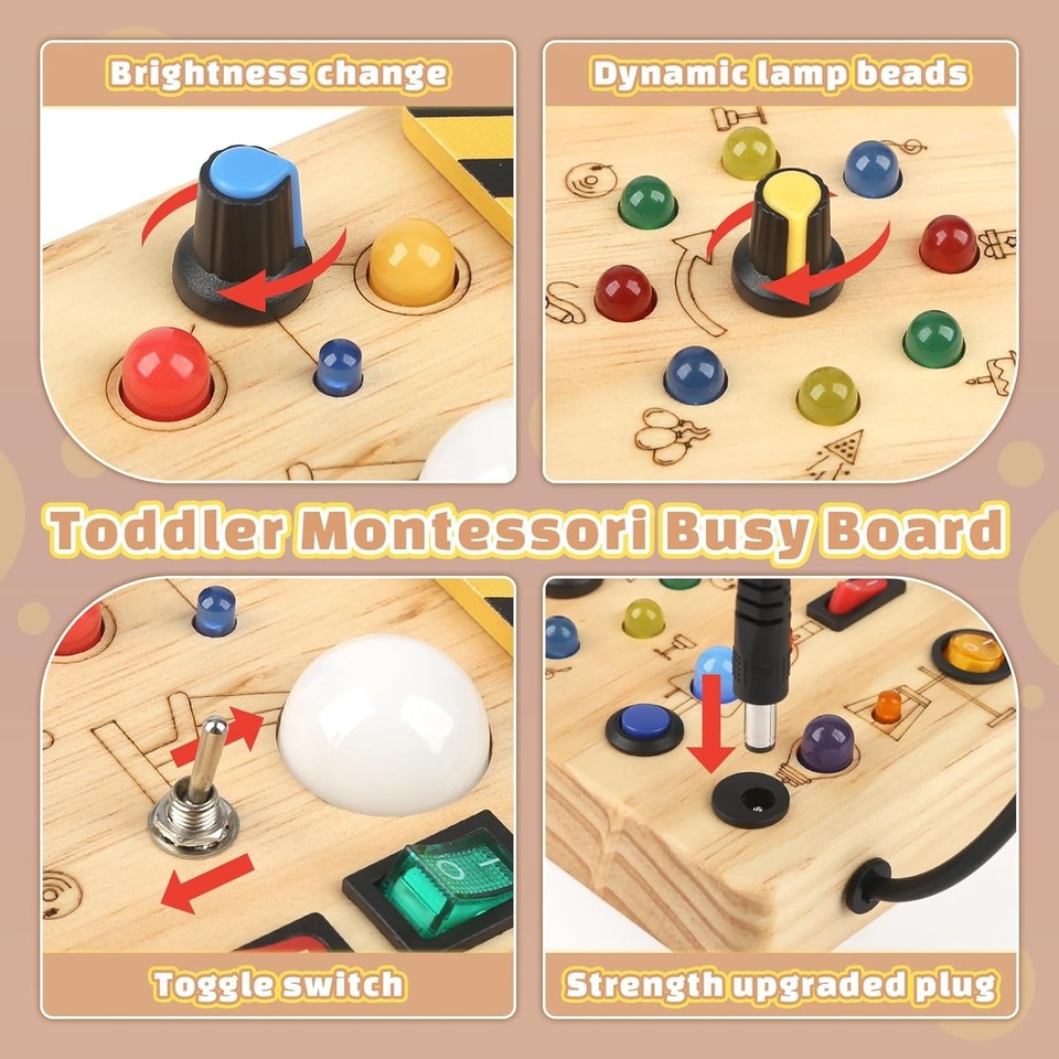 Joyreal Planche de motricité Montessori Busy Board à partir - Jouet de motricité Montessori